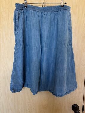 Lands' End Chambray A-Line Denim Skirt